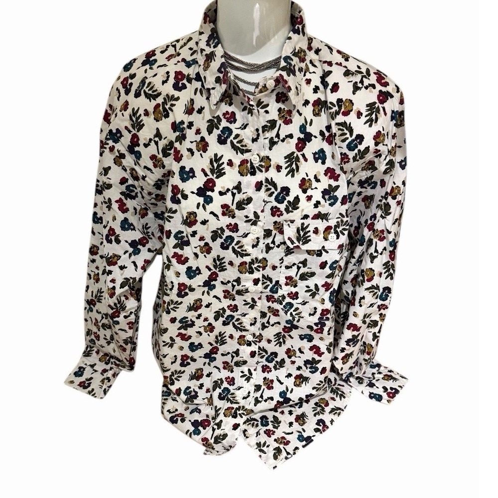 NWT Vtg 90s Cherokee Womens Plus Long Sleeve Floral USA Made Cotton Button 18W